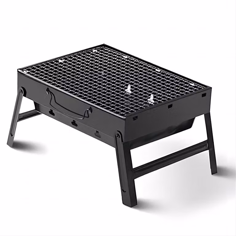 Barbecue a carbone portatile - Superficie di cottura: 44 cm - Acciaio inossidabile - Ideale per picnic e campeggio all'aperto - Griglia barbecue pieghevole