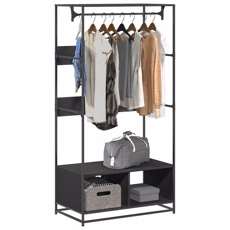 Armadio nero stile industrial vidaXL con ante a battente in MDF e metallo L/P/H: 90 x 50 x 180 cm