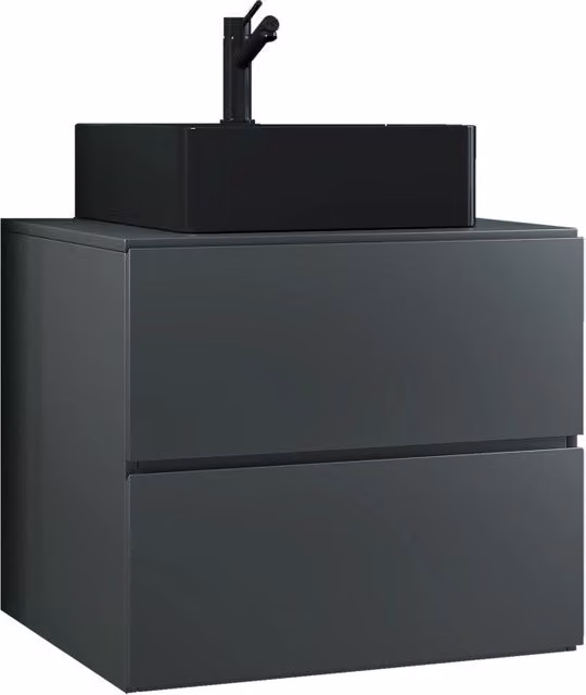 Luce di Ezooza Set Bagno 2 Pezzi Mobile Large con 2 cassetti e Lavabo sospesi , Antracite , lavabo Nero