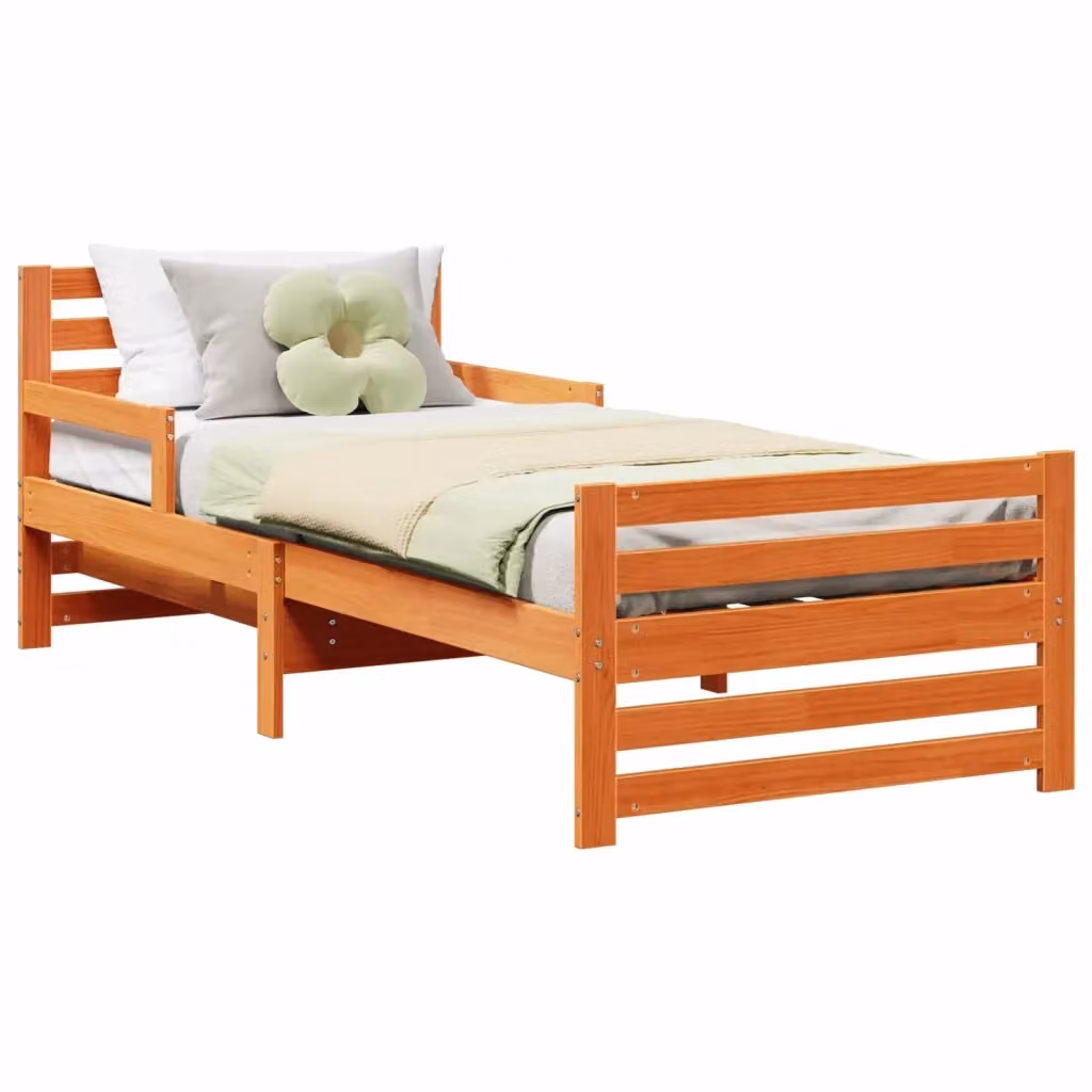 Struttura del letto con testiera vidaXL in legno di pino marrone cerato L 200 cm x L 80 cm – 2