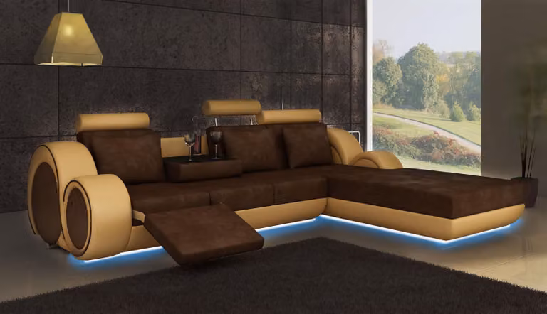 TEXTILSOFA STOFFSOFA WOHNLANDSCHAFT COUCHGARNITUR ECKSOFA Massfertigung USB
