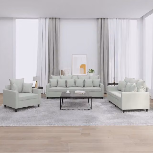 Set di divani 3 pezzi vidaXL in velluto grigio con cuscini per soggiorno moderno – 1