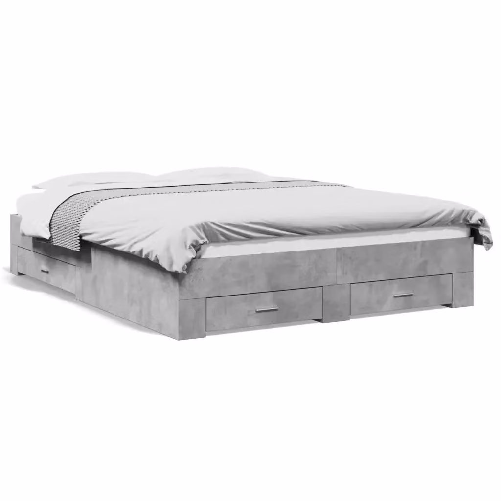 vidaXL Giroletto con Cassetti in Legno Multistrato Grigio 140x200 cm – 2