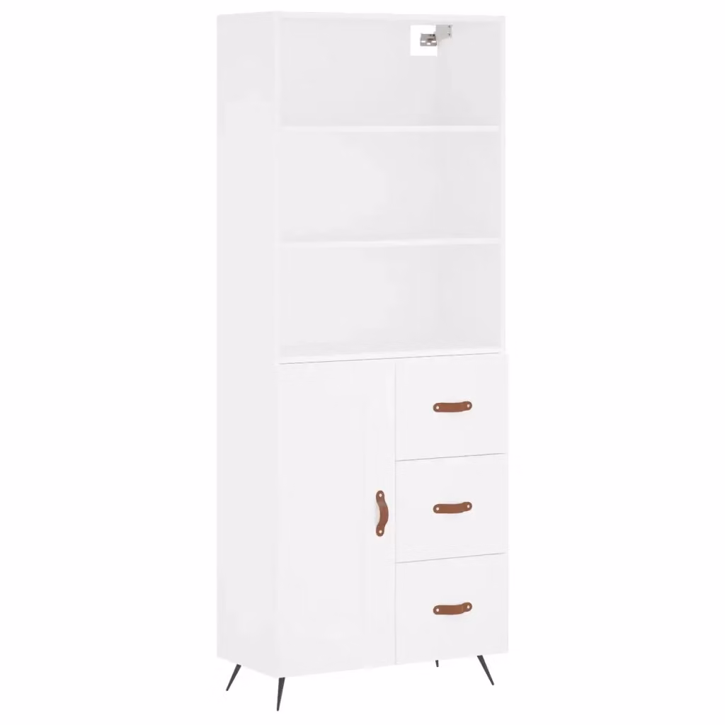 Credenza moderna bianca vidaXL in legno e metallo L: 69,5 cm, P: 34 cm, H: 180 cm – 2