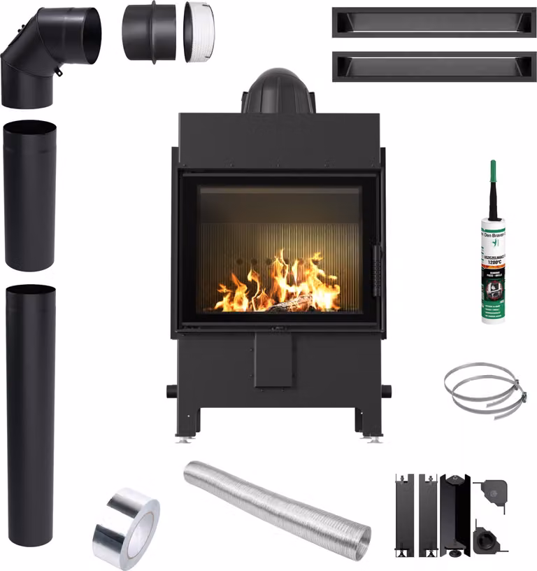 Inserto per caminetto KRATKI LUCY 12kW Ø200 Nero Set Forni Griglie
