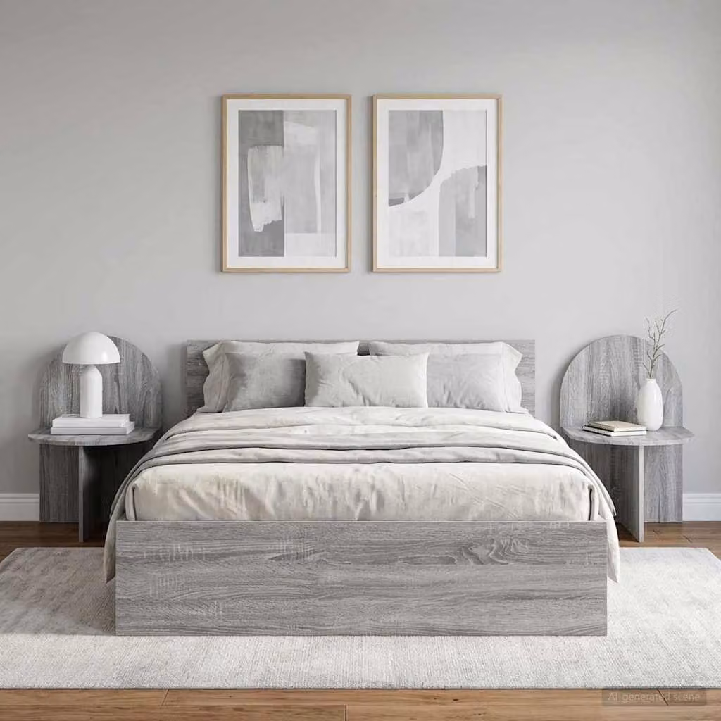 Set di 2 comodini vidaXL moderni in colore grigio, L 48 cm x P 49 cm x H 65 cm