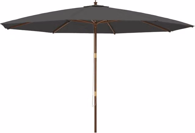 Ombrellone da giardino con palo in legno e copertura in poliestere color antracite L: 400 cm, H: 273 cm – 1
