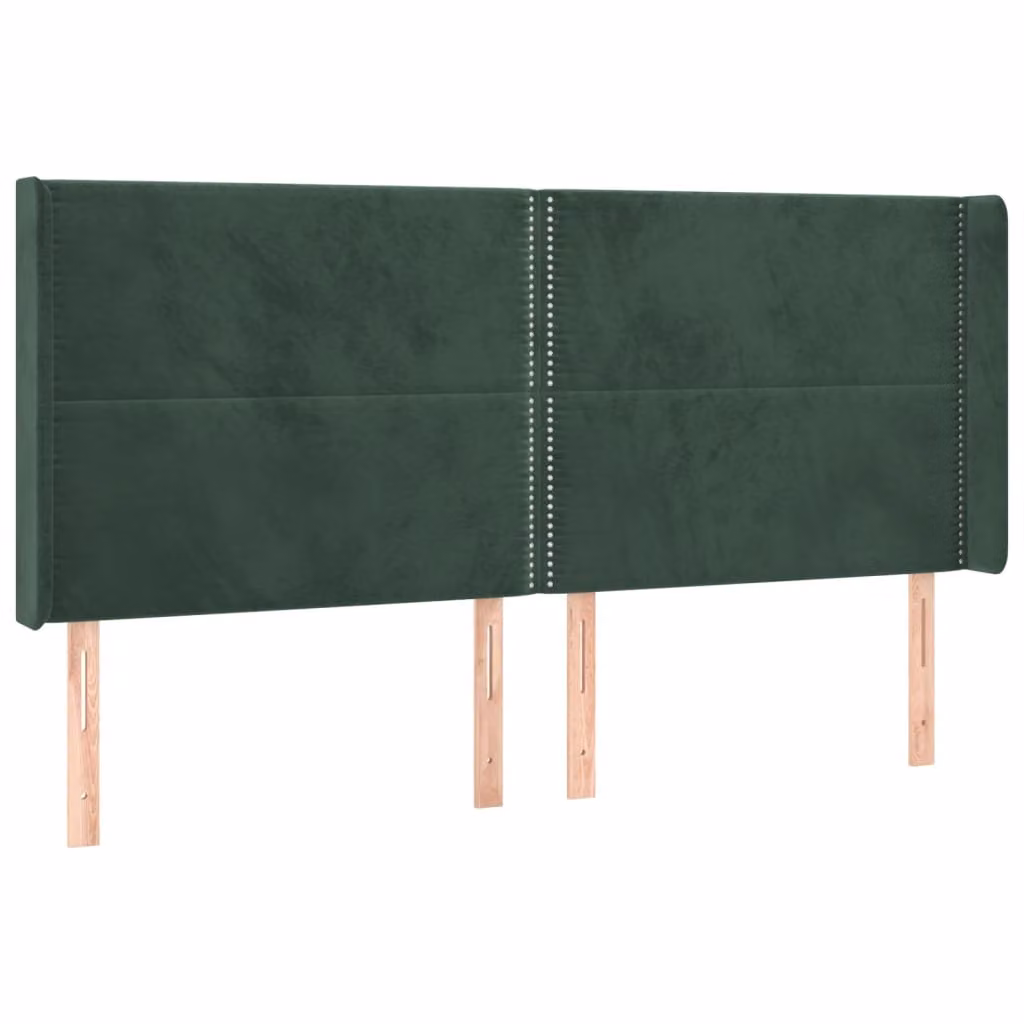 Testiera ad Orecchio Verde Scuro 203x16x118/128 cm in Velluto