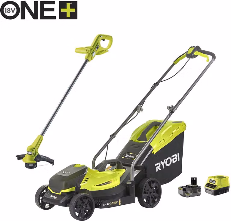 RYOBI tosaerba a batteria incl. tagliaerba a batteria OLM1833LT23A-140 18V 4Ah, mulching, taglio dell'erba, rifilatura, sacco di raccolta da 35L