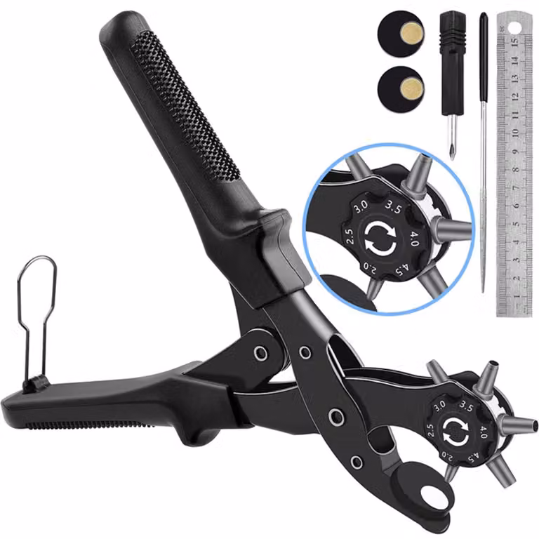 Omgoods - Foratrici per cinture - 6 misure, con righello e utensili