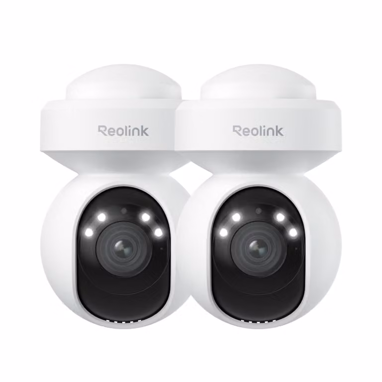 Reolink E1 Outdoor, telecamera di sorveglianza per esterni 2K+ 5MP PTZ 2.4/5GHz Wi-Fi, zoom ottico 3X, rilevamento intelligente, tracciamento automatico, spotlight, 2 Pack