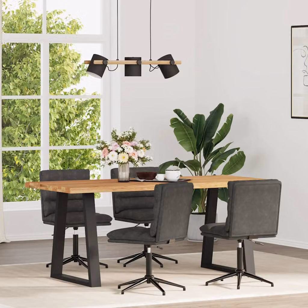 Set di 4 sedie da pranzo vidaXL in similpelle nera con struttura moderna per cucina e soggiorno