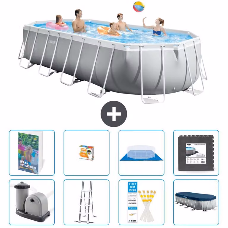Piscina ovale con struttura a telaio Prism - 610x305x122 cm - 7 pezzi - Modello S525