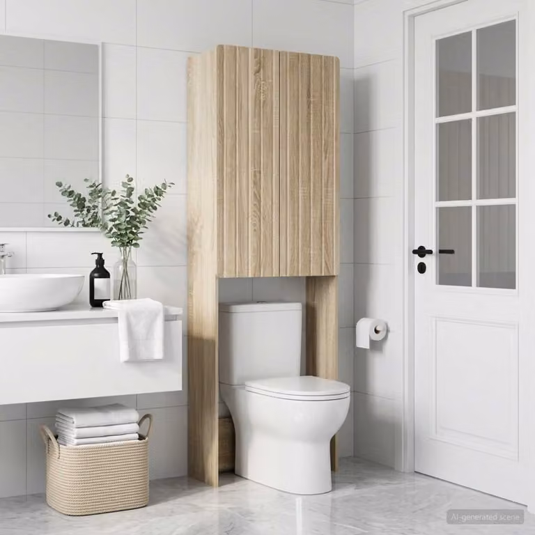 Mobiletto da bagno moderno vidaXL ZWOLLE in Rovere Sonoma, colore marrone, L: 66 cm, P: 25,5 cm, H: 190 cm
