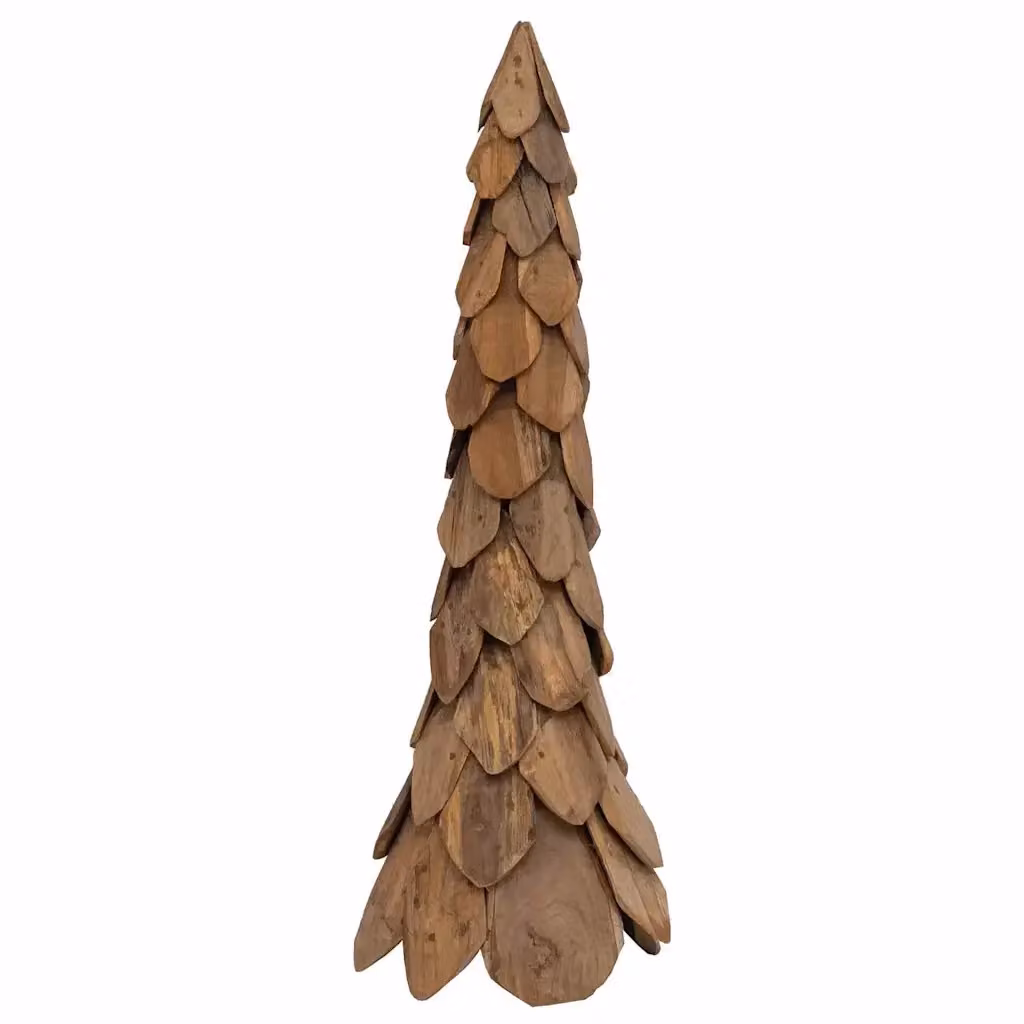 Albero di Natale da tavolo vidaXL in legno massello marrone, Altezza: 111 cm – 2
