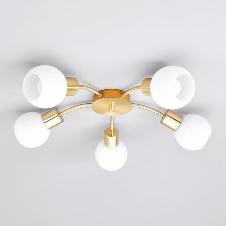 Plafoniera soffitto ELAINA Lindby, dimmerabile, Ottone / Oro, Soggiorno / Sala da pranzo, Metallo, Moderno, Plafoniera
