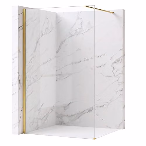 Rea - Parete Doccia Flexi, Oro Spazzolato 110, Walk-In Senza Piatto Doccia, Vetro Di Sicurezza Temperato Trasparente 8mm, 120 X 110 X 195 cm