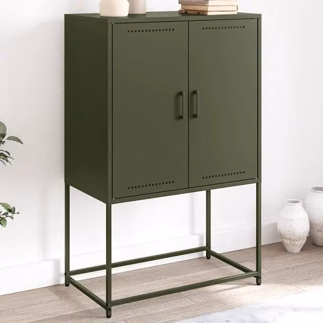 Credenza in metallo stile industrial verde oliva vidaXL L: 68,5 cm, P: 38,5 cm, H: 107 cm