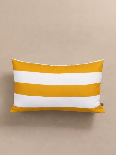 Cuscino da giardino Riviera Kenay Home a righe giallo, bianco e marrone, L: 60 cm, P: 40 cm