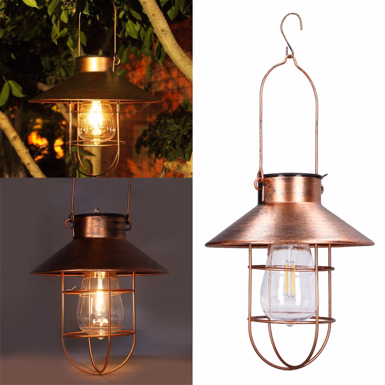 Solare appeso luce decorativa telaio in ferro LED Outdoor Retro Lanterna per giardino Yard Veranda