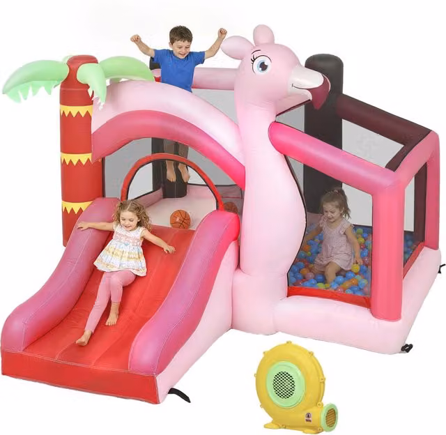 Castello Gonfiabile con Scivolo e Trampolino ¨C Xylo ¨C Rosa 255x230x196 cm