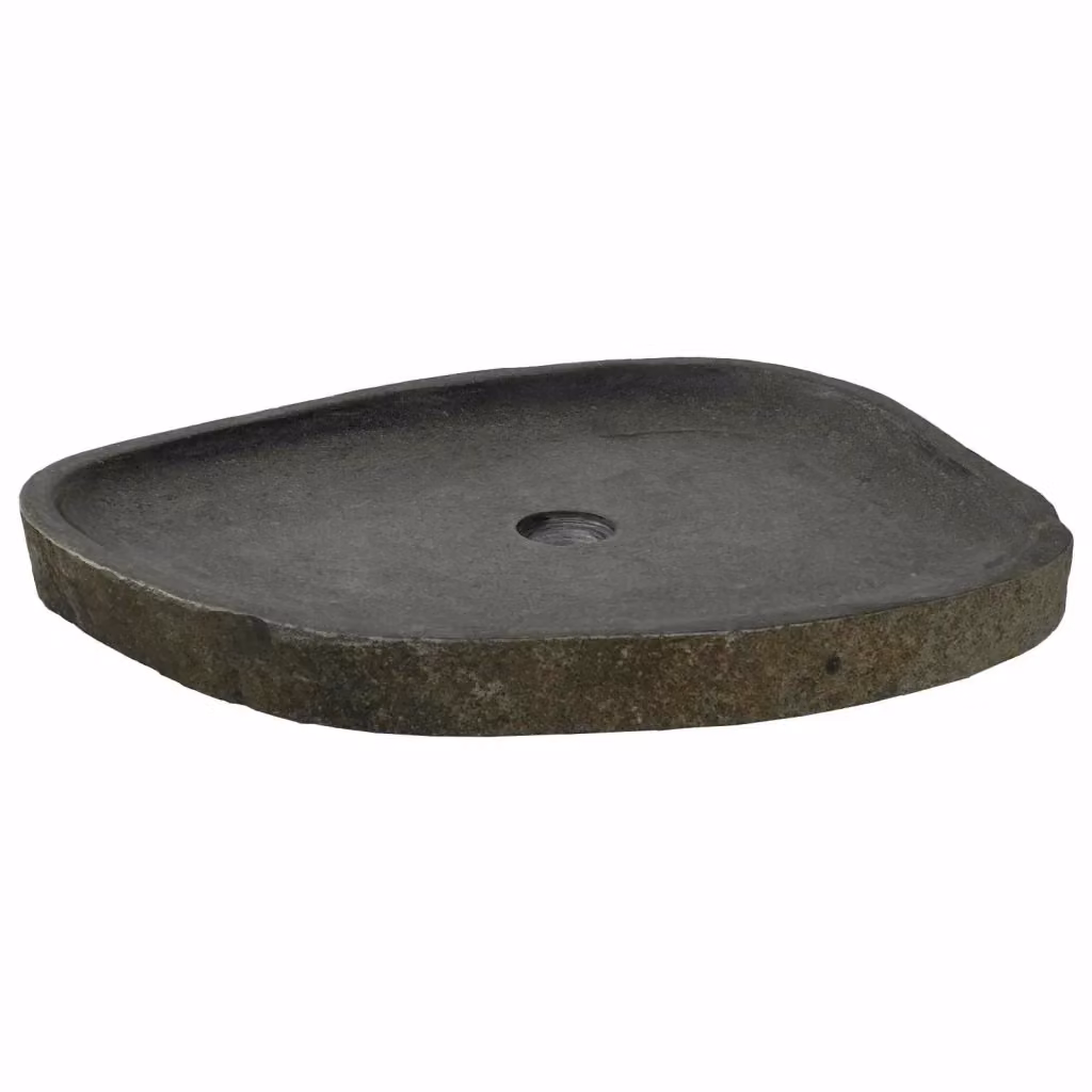 Lavabo da appoggio ovale in pietra naturale grigia vidaXL L: 65 cm, P: 50 cm, H: 6 cm – 2