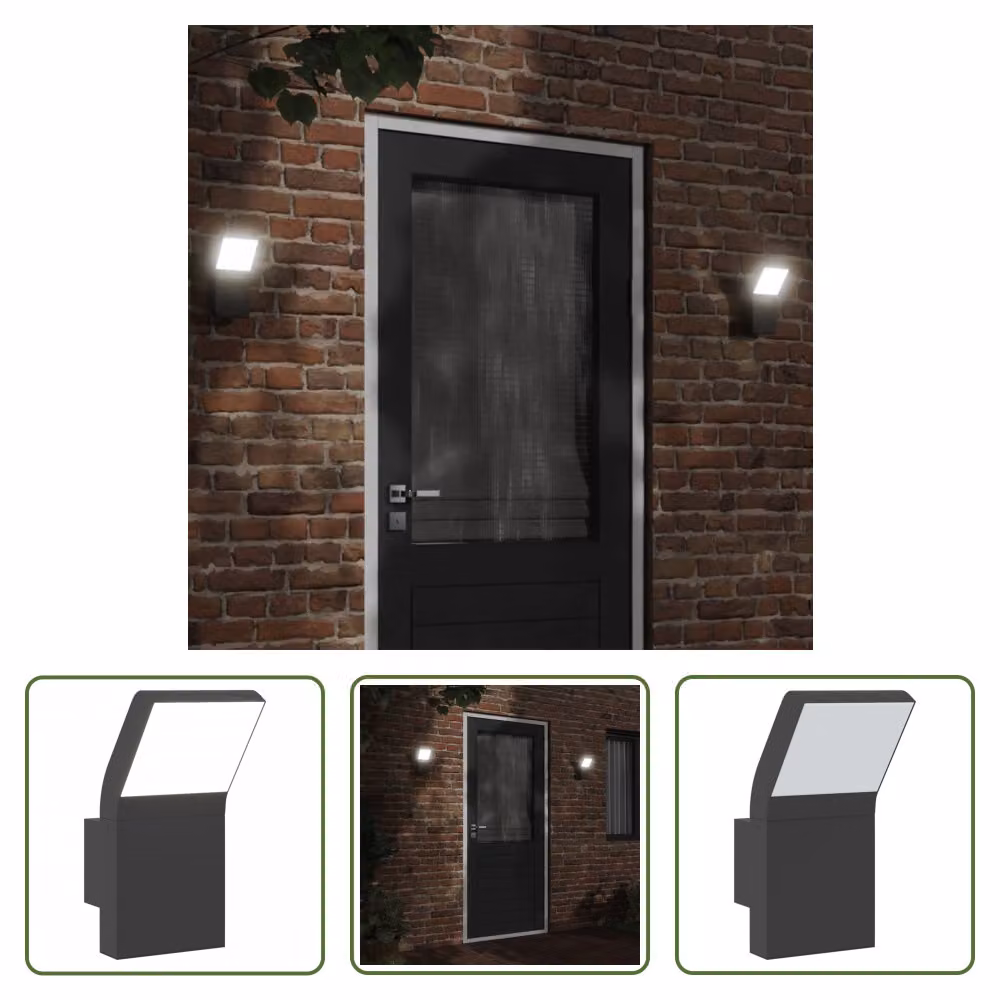 The Living Store Applique da esterno a LED in alluminio pressofuso nero