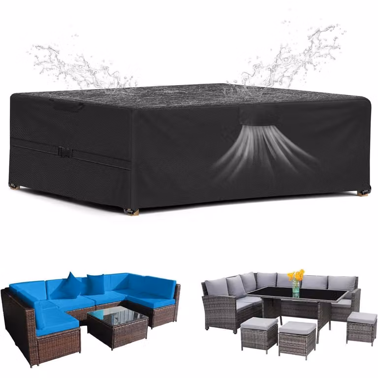 Copertura per mobili da giardino, dimensioni 213x132x74 cm, impermeabile, resistente al vento, resistente ai raggi UV, realizzata in tessuto Oxford 420D, robusta e resistente agli strappi, con aperture di ventilazione