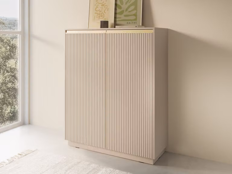 Cassettiera alta con ripiani MANANA - beige