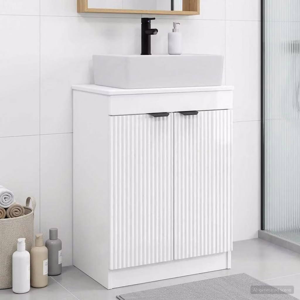 Mobile da bagno con lavabo vidaXL Bianco Lucido L: 54 cm, P: 35 cm, H: 83 cm