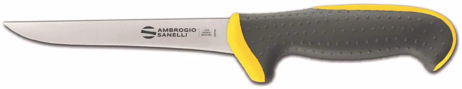Coltello disosso stretto, lama cm 14, colore giallo, linea Tecna