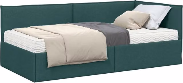 Letto singolo | Letto per adulti | Struttura Letto Angolare con Materasso 2 pcs Verde Velluto