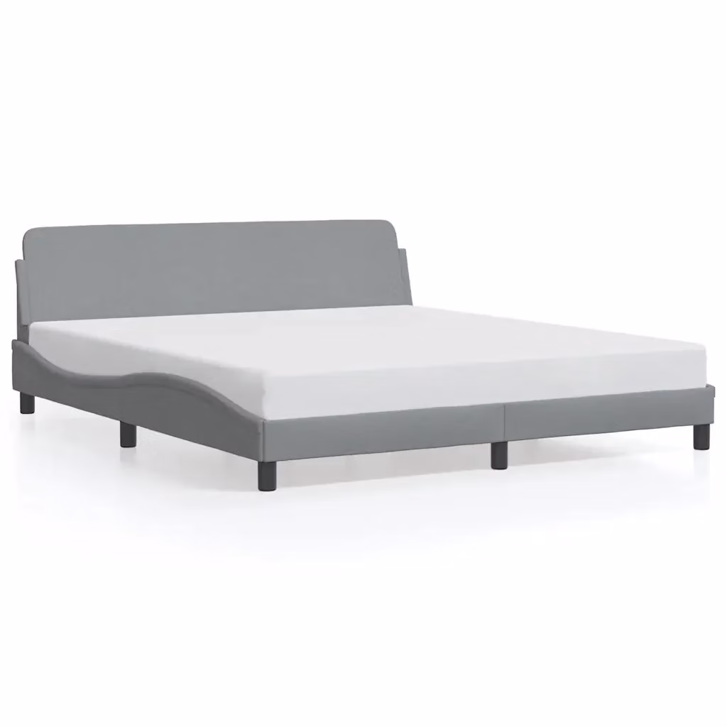 Letto con giroletto Dover di vidaXL in tessuto grigio, L: 188 cm, P: 231 cm, H: 74,5 cm – 2