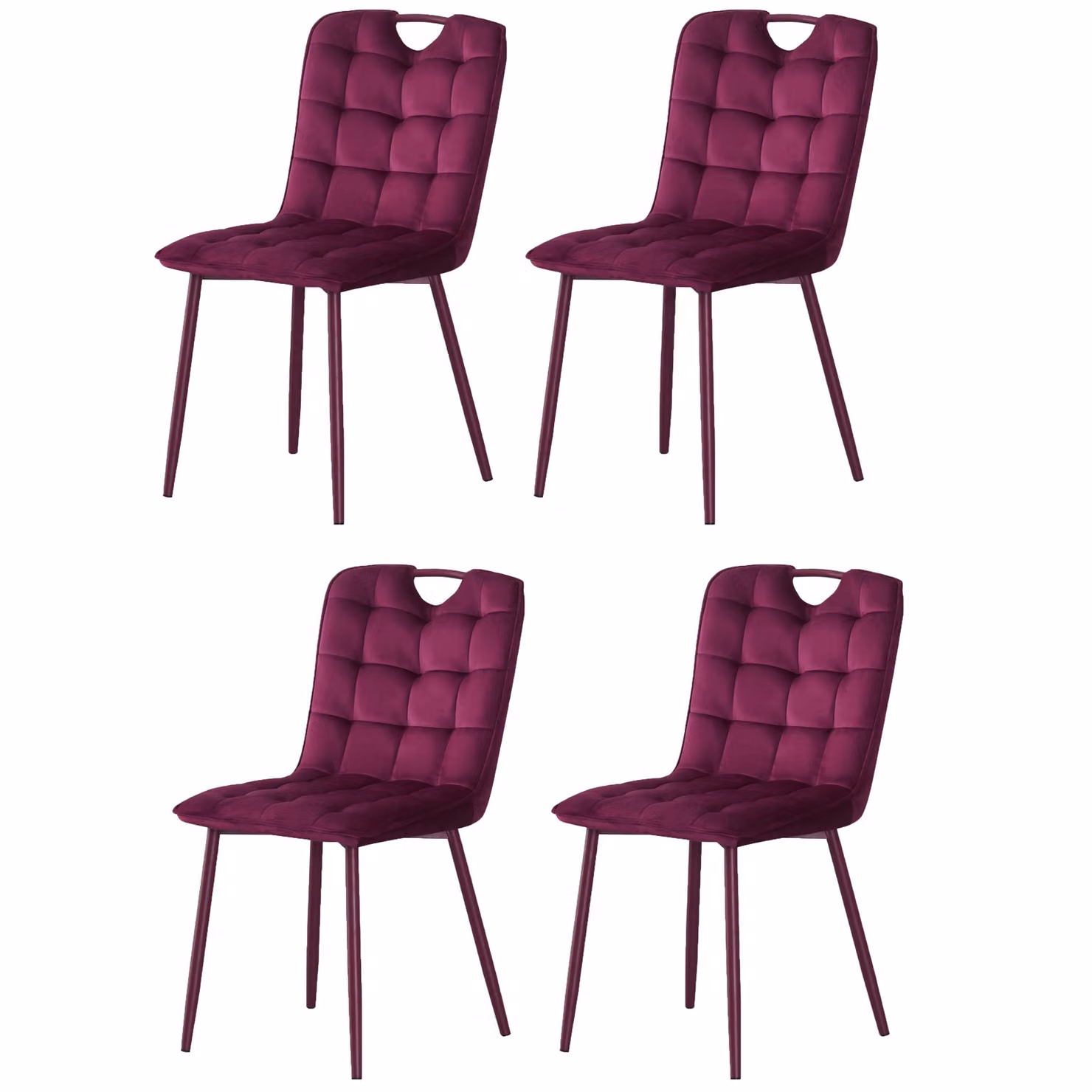 Sedia da pranzo MILINDA di Casa Dolce, set da 4, L47 x P58,5 x A86 cm, rivestimento in velluto, rosso