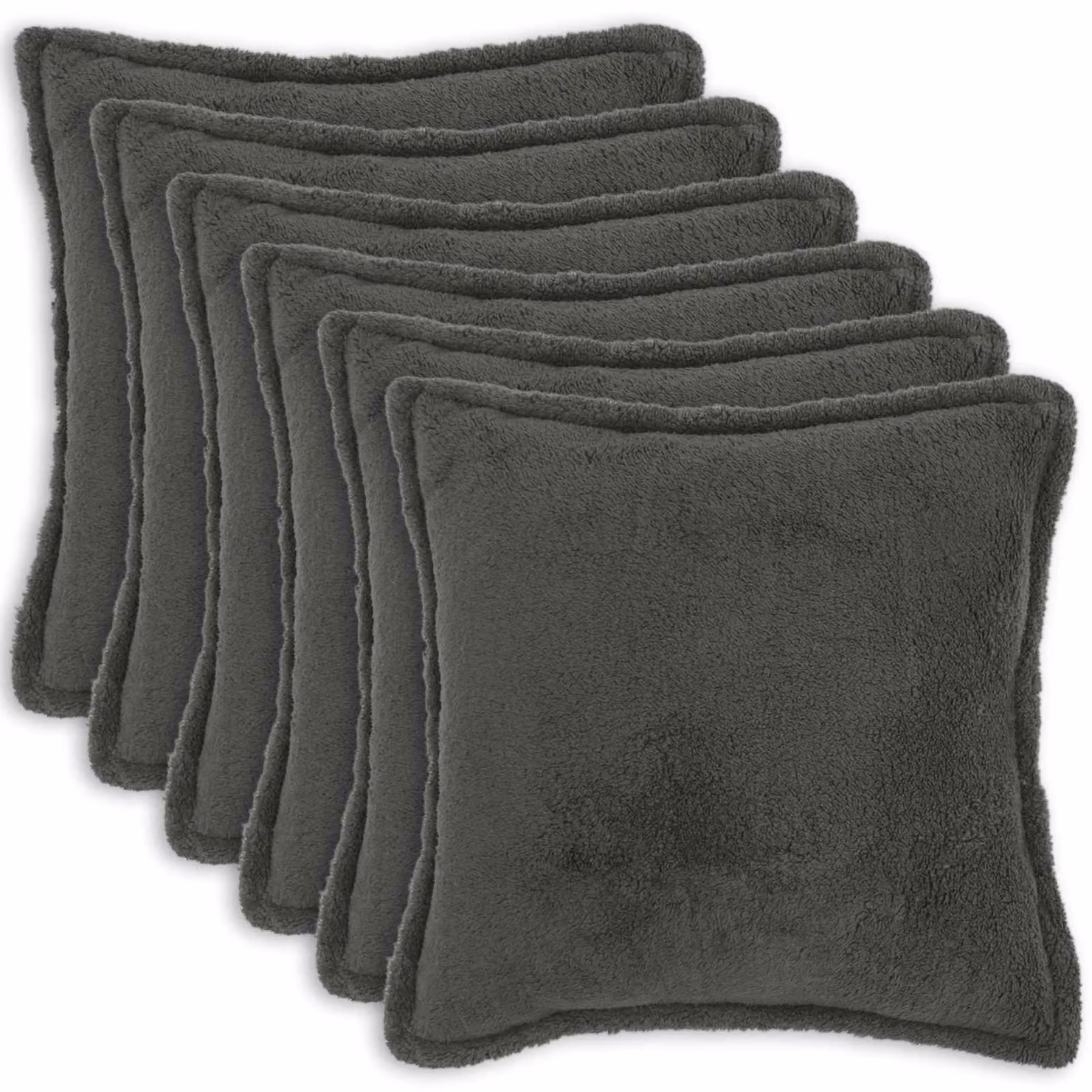 Set di 6 federe vidaXL HOUTEN in tessuto bouclé grigio scuro, L 65 x L 65 cm