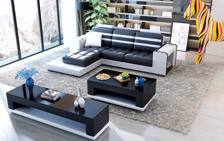 Ecksofa Polster Ecksofa L-Form Couchtisch Sideboard Ledersofa Wohnlandschaft