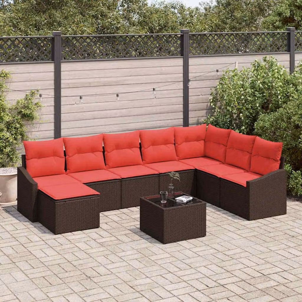 Maison Exclusive - Set di divani da salotto, 9 pezzi, color marrone [Materiale sintetico]: rattan sintetico