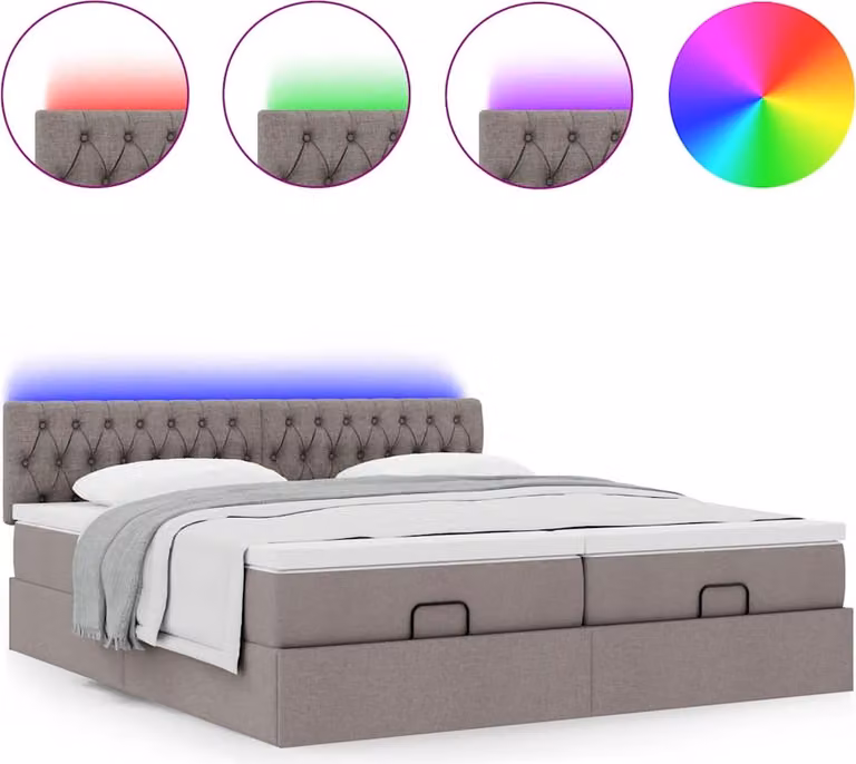 Struttura Letto Pouf con Materassi Tortora 180x200cm in Tessuto