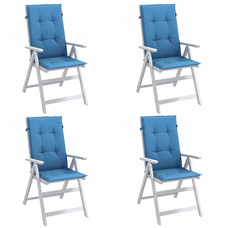 Set di 4 cuscini per sedia con schienale alto vidaXL in tessuto blu, resistenti ai raggi UV, L 120 cm x P 50 cm x H 4 cm