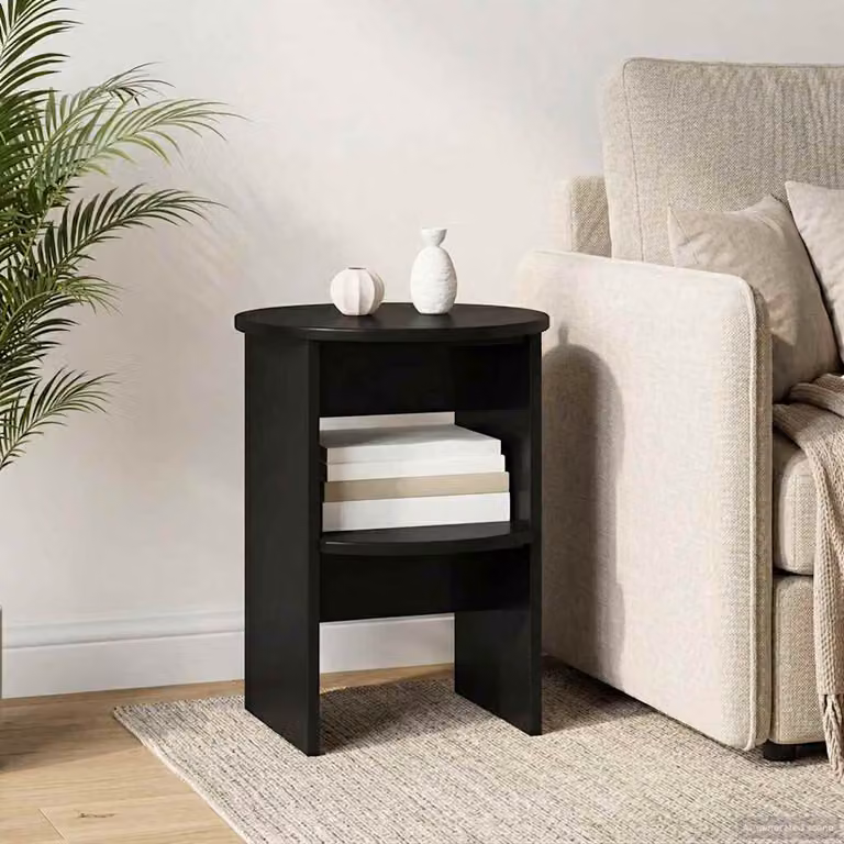 Tavolino laterale mobile vidaXL in legno ingegnerizzato nero moderno Ø40 x 50 cm