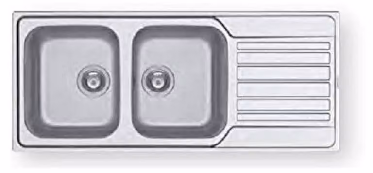 Pyramis Lavello Fedra Extra 116x50 2 Vasche e Gocciolatoio Dx in Acciaio Inox Spazzolato