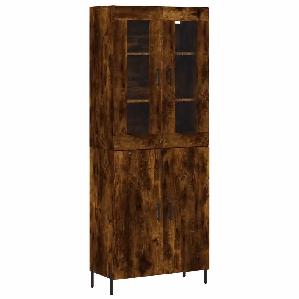 Credenza moderna vidaXL in legno rovere color marrone, sospesa a parete, L: 69,5 cm, P: 34 cm, H: 180 cm – 2