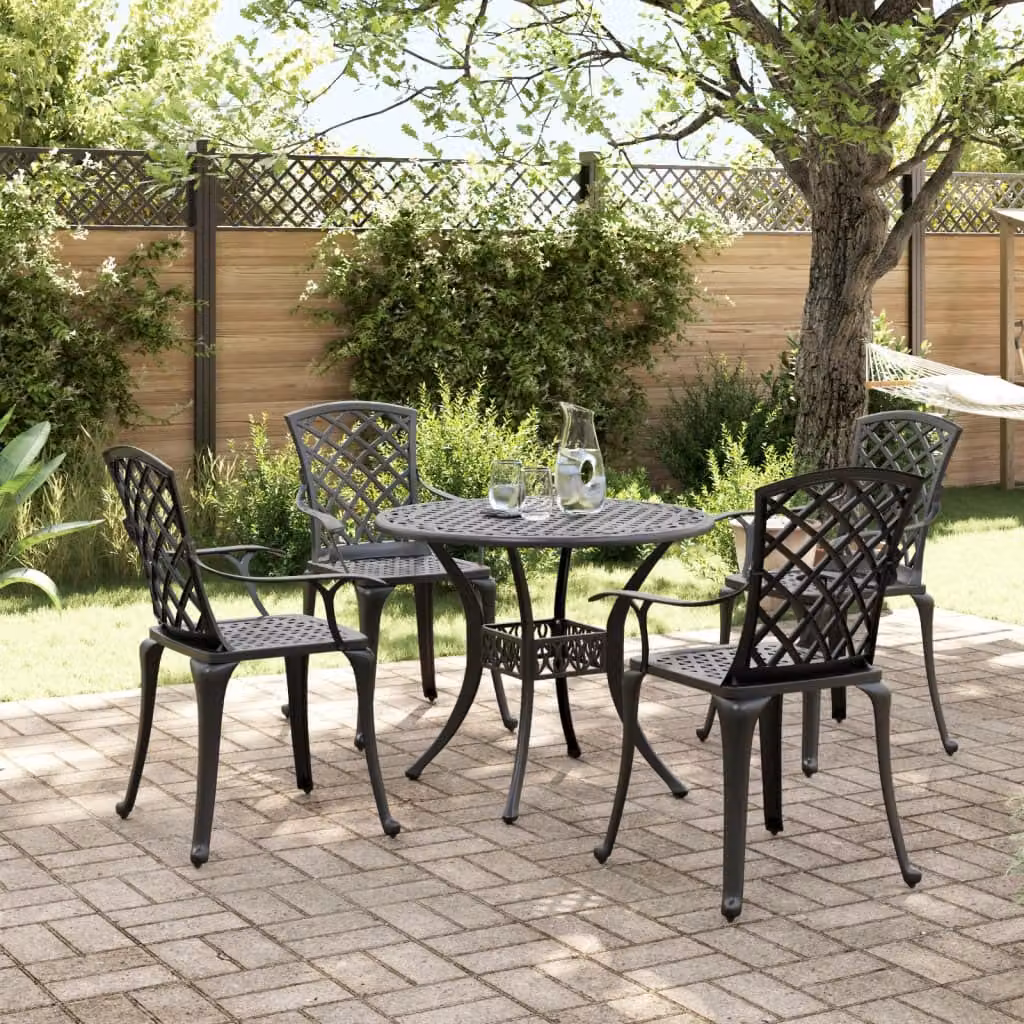 Maison Exclusive - Set da pranzo da giardino a 5 pezzi in fusione di alluminio nero