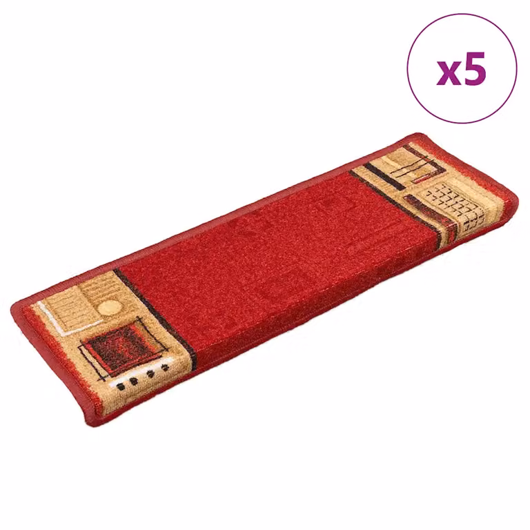 vidaXL Tappetini per Scale Autoadesivi 5pz 65x21x4 cm Rossi