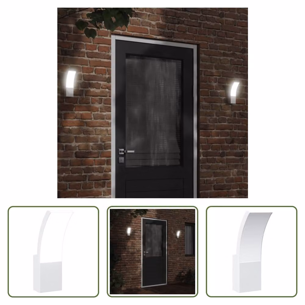The Living Store Applique da esterno a LED in alluminio pressofuso bianco