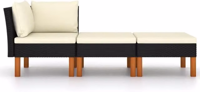 Set di Divani da Giardino a L con Ottoman DESIGN IN, 3 Pezzi, Colore Beige, Bianco o Nero, con Cuscini Inclusi e Rivestimenti Rimovibili