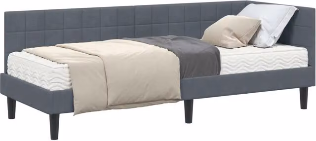 Letto singolo | Letto per adulti | Struttura Letto Angolare con Materasso 2 pcs Grigio Velluto