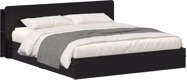 Letto matrimoniale | Letto per adulti | Telaio del letto con storage con cassetto Nero 200 x 200 cm