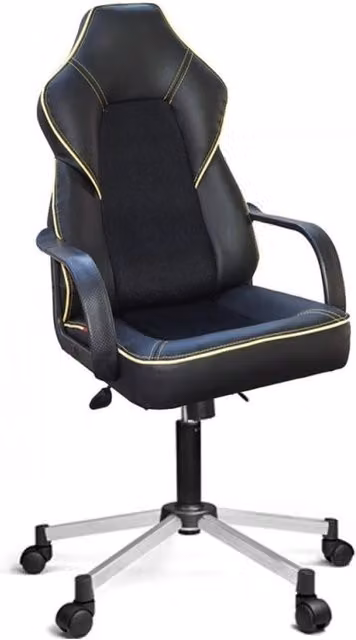 Poltrona ufficio gaming Lidya nera con bordino giallo