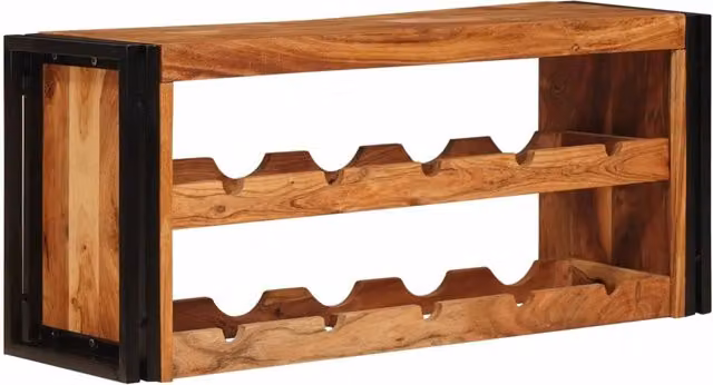 Portabottiglie in stile industriale vidaXL in legno di acacia e metallo marrone L/P/H: 100 x 45 x 33 cm – 1